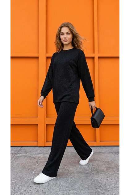 Women's Knitwear Set Relaxed Fit Wide Leg Long Sleeve Knitted Two-Piece Set