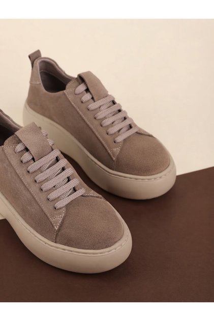 Women's Genuine Suede Leather Mink Thick Sole Daily Comfortable Sneaker Shoes