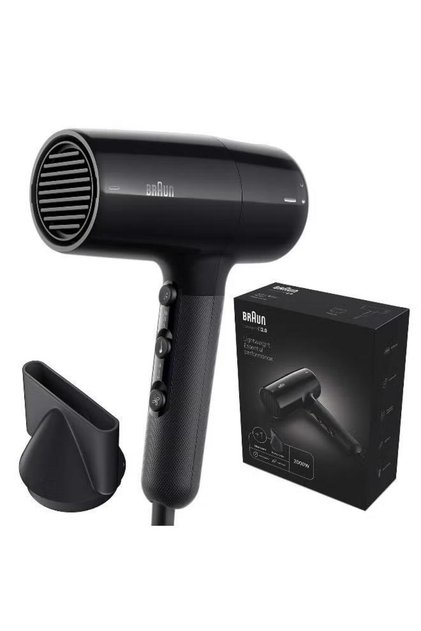 Hair Dryer BRHD200E Light Weight, 2200 Watts, 3 Heat Mode plus cool shot, with 2 Attachments Drying Nozzle, Curl Diffuser, Ion Black.