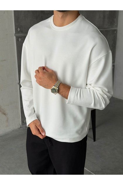 Oversize Basic Modal Fabric Sweatshirt White