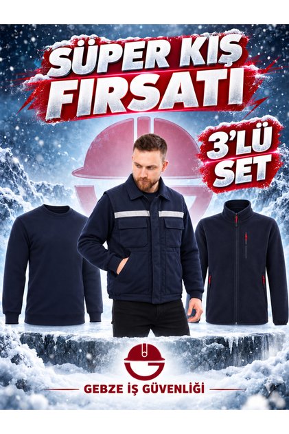 3’lü Kışlık İş Giyim Seti Lacivert