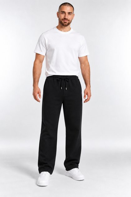 Black Color Cotton Wool Knitted 3 Yarn Thick Winter Oversize Baggy Sweatpants