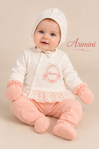 Hospital Release 5-Piece Baby Girl Set with Salmon Lace