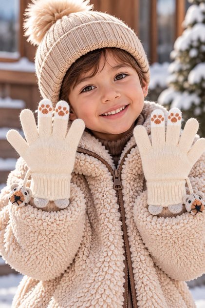 Knitted Figured Gloves for Children 3-6 Years Old