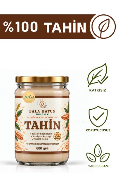 Tahin 600g - Tek Kavrulmuş, Taş Değirmende Öğütülmüş, Ata Tohumu Susam