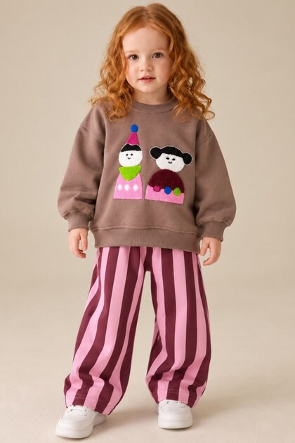 Girl's Süzene Embroidery Tracksuit Set