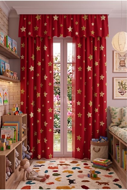 Baby & Kids Curtain Colored 2-Wing Cornice Short Background Curtain Modern