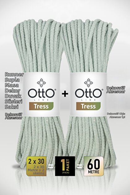 Tress • Çağla (5053) • 2-Pack × 30 m / 500 Gr • 6 mm • Cotton Cord Rope • Supla, Runner, Wall Decoration