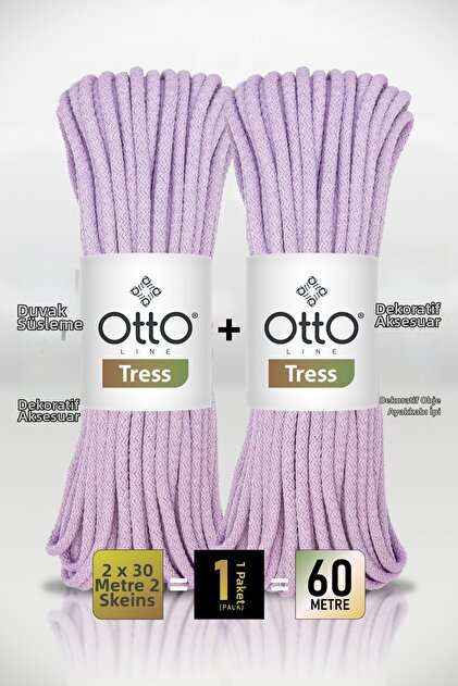 Tress • Lilac (5032) • 2-Pack × 30 m / 500 Gr • 6 mm • Cotton Cord Rope • Supla, Runner, Wall Decoration