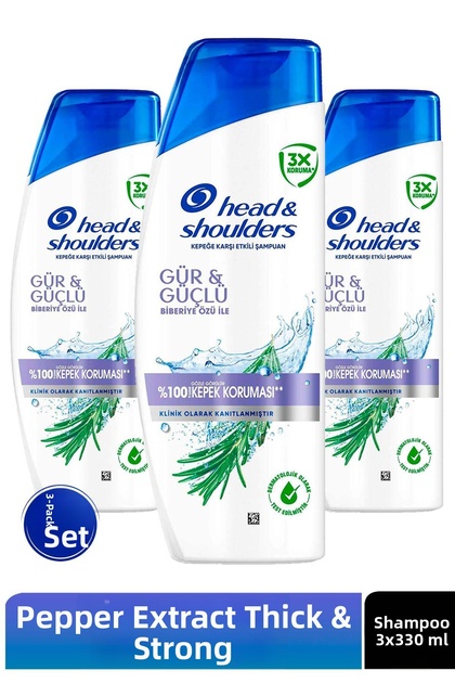 Rosemary Extract Shampoo for Thick and Strong Hair, Effective Against Dandruff 330 ml X 3 Pcs