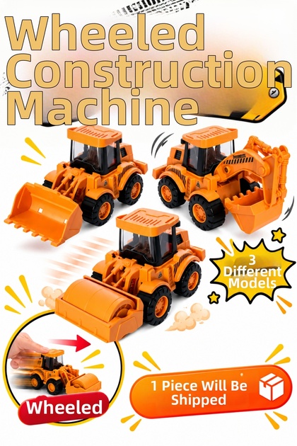 Friction-Powered Construction Vehicle Toy 13.5 cm – Bucket, Roller, Excavator – 1 Piece – Ages 3+