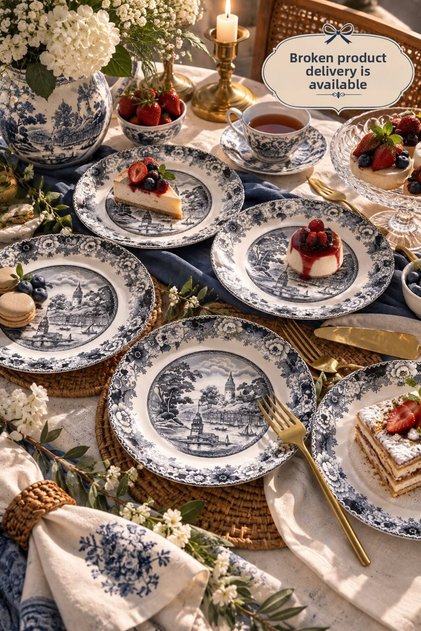 Istanbul 6 Piece 16 cm Luxury Dessert Plate Set