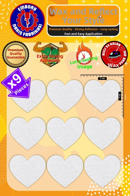 Iron-On Embroidered Patch, White Heart Patch (9 Pcs) Iron-On Embroidery Woven Applique Patch
