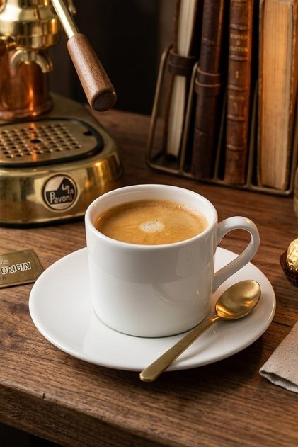 Coffee Cup Pure Transparent Porcelain Set of 6, Home, Cafe, Restaurant, Diner 80 Cc Cream Color