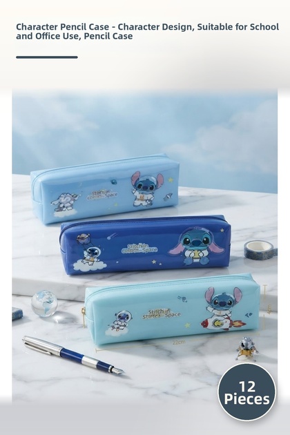 12 Character Pencil Cases – Character Patterned Design, Pen Holder for School and Office Use, Pencil Case