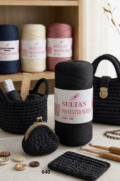 1 Piece Sultan Polyester Ribbon 200 Grams 120 Meters Bag Supla Basket Accessory Knitting Yarn-Color: 640