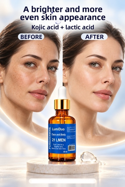 Lumiduo Face and Body Care Serum for a Brighter and Even-Toned Skin Appearance, Containing Dark Spots, Blemishes, & Kojic Acid and Lactic Acid, 50 ml