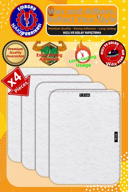 Iron-On Embroidered Patch, White Rectangular Patch (4 Pcs) Iron-On Embroidery Woven Applique Patch
