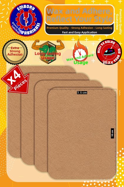 Iron-On Embroidery Patch, Coffee Color Rectangular Patch (4 Pcs) Iron-On Embroidery Woven Applique Patch