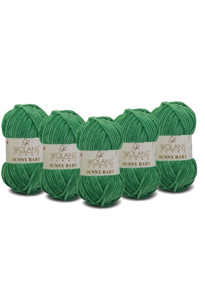 Bunny Baby Velvet Knitting Yarn 426 Green - Pack of 5