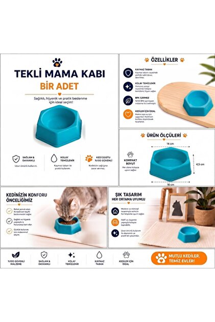 KEDİ KÖPEK MAMA SU KABI TEKLİ