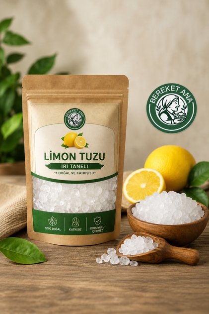 Limon Tuzu İri Taneli 500 Gr | Turşuluk Limon Tuzu | Gıda Tipi Sitrik Asit