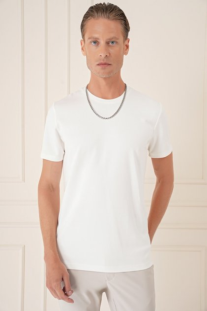 Men's Ts 885 Slim Fit Ecru Sports T-Shirt