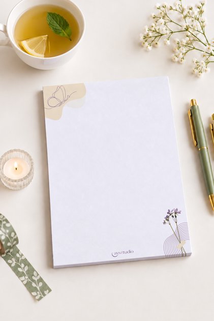 Kelebek-Çiçek Temalı A5-Notepad-Not Defteri-Bloknot