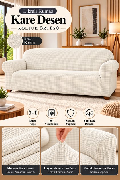 Lycra Sofa, Couch, Sofa Bed Cover, 3-Seater Sofa Cover, Elastic, Pitikare Pattern