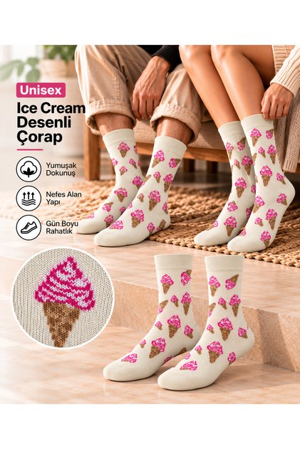 Ice Cream Socks – Patterned Unisex Socks
