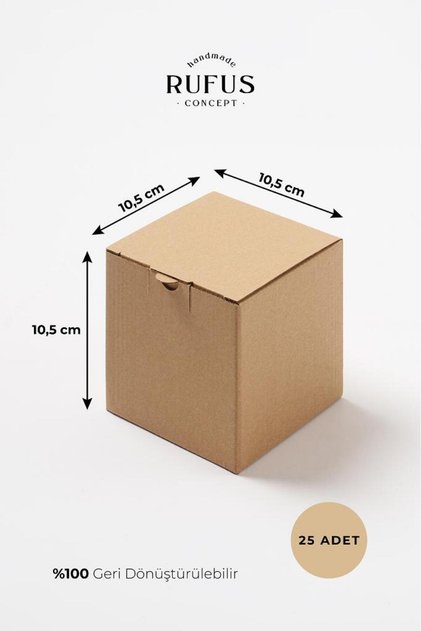 10,5x10,5x10,5cm Küp Kilitli Kraft Kutu 25 Adet