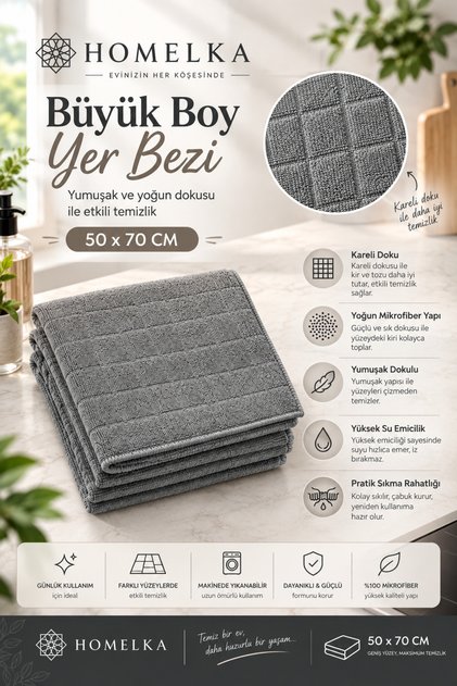 Large Size XL Floor Cloth Checkered Pattern 1 Piece Water Resistant Comfortable to Wring High Absorbency Does Not Leave Dust Stain Marks 1 Piece 50X70Cm Gray Color