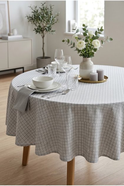 Round Tablecloth - Stain-Resistant, Waterproof, Durable, High-Quality Fabric, Luxurious Table Cover for Kitchen, Living Room, Balcony, and Garden.