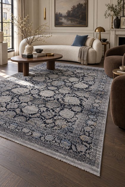 Gloria 6462a Lacivert / Gri Modern Bambu Halı