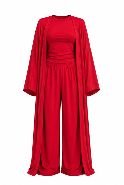 Red Viscose Triple Set - 4137