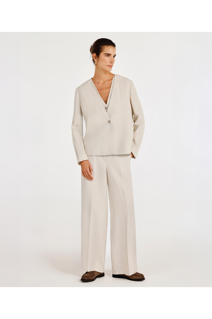 Single Button Collarless Jacket