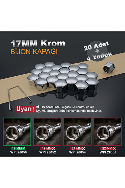 20 Adet + 4 Yedek Bijon Kapağı 17MM + Sökme Aparatı ( Peugeot - Citreon - Fiat - Renault - Opel - Toyota - Volkswagen - Hyundai - Kia ) OEM: 5408.12 / 9644577080 / 1611818780 / PB9081 / 26050