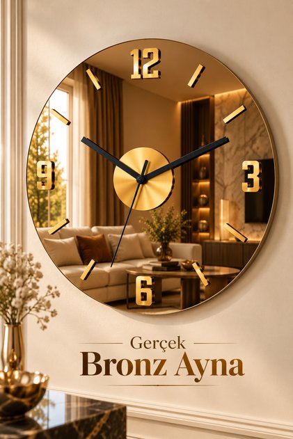 Duvar Saati Bronz Aynalı Duvar Saati