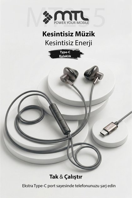 Type-C Mıknatıslı Stereo Kulaklık Şarj Girişli Tak Çalıştır Oyuncu - Yüksek Ses Kalitesi MT255