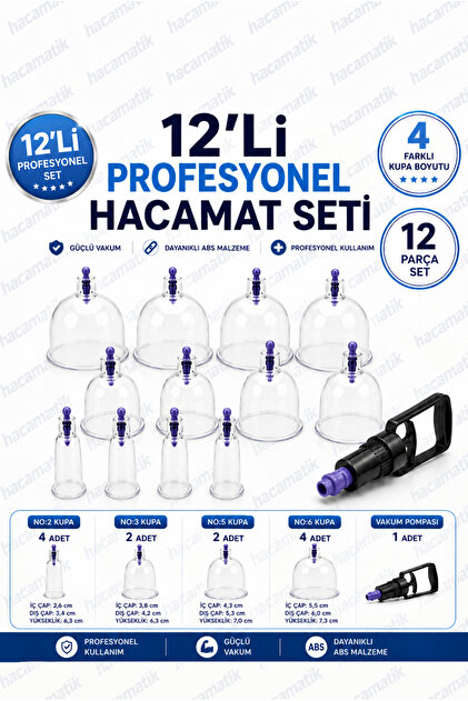 13 Parça Vakumlu Hacamat Kupa Bardak Çekme Seti -Selülit Ve Çatlak Giderici Masaj -Hacamat Malzemesi
