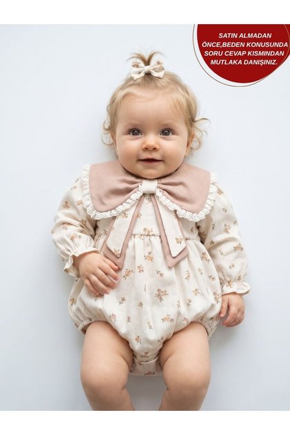 Lana Baby Girl's Crispy Floral Patterned Eid Special Day Romper Jumpsuit