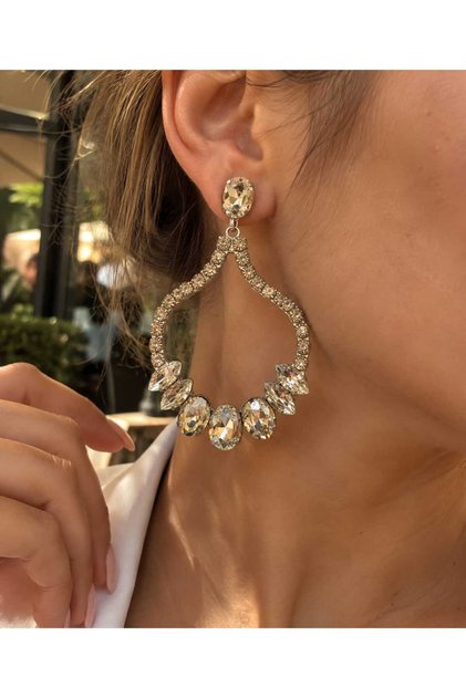 Women's Grande Drop Stone Model Dangling Ends Diamond Stone Daily Evening Dress Wedding Bridal Earrings