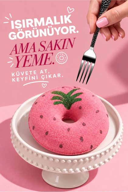 Bathbox Donut Çilek Kokulu Banyo Topu Nem Bombası