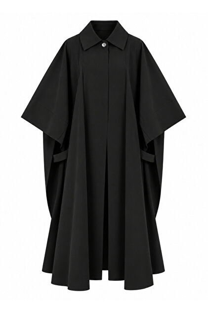 Black Design Trench Coat - 8663