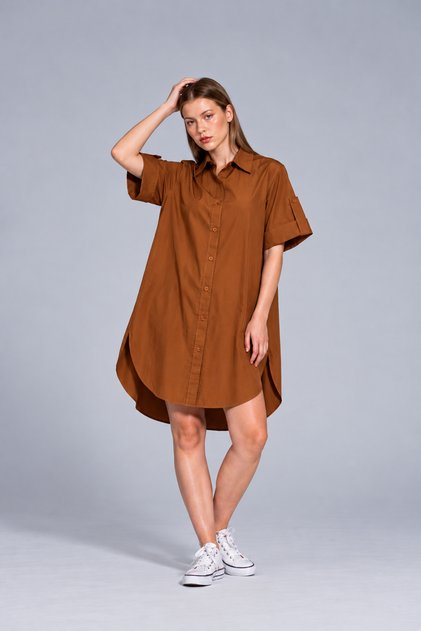 Oversize Short Sleeve Long Basic Shirt