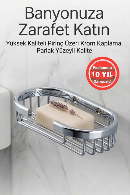 Stainless Brass Pole Soap Holder - Polished Chrome Bathroom Accessory