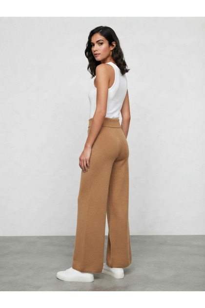 Women's Standard Size High-Waisted Wide-Leg Winter Knitwear Pants