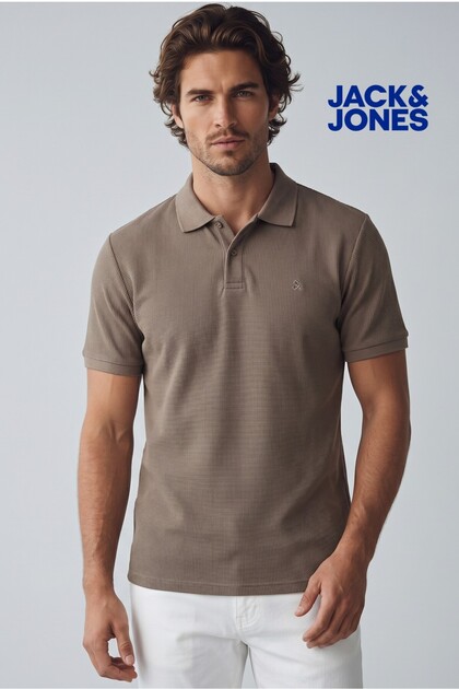 Jack Jones Jjeaustın Polo Ss Noos Erkek Kahverengi Falcon Tshirt 12268130-15