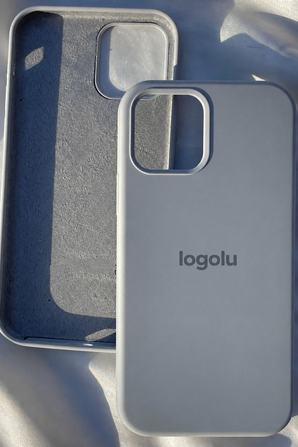 iPhone 15 Plus için Kılıf Lansman Logolu İçi Yumuşak Kadife 15 Plus kılıfı silikon GRİ