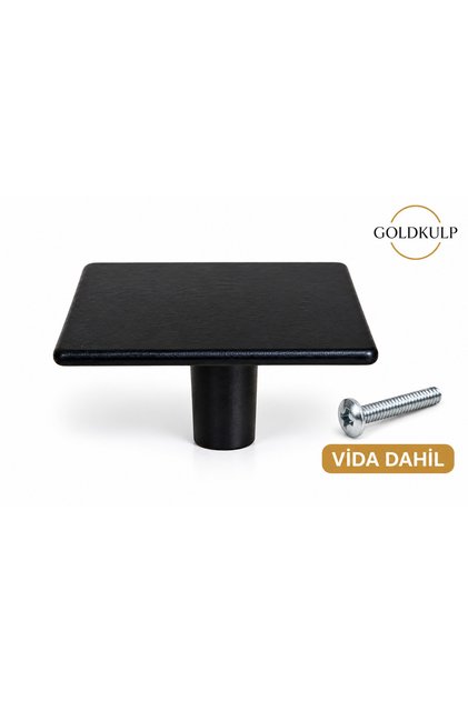Modern Kare Düğme Kulp 35mm - Ağır Zamak Metal - Gold / Siyah Lüks Mutfak ve Çekmece Kulbu